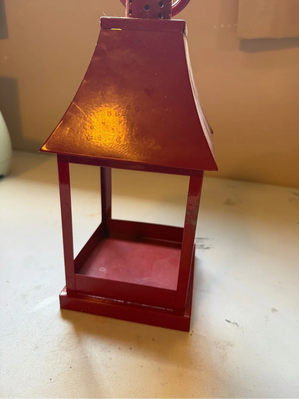 Red Decorative Metal Lantern - Home Accents